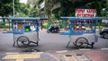 Colorful hawkers sell food by the street in Jakarta