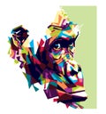 Colorful head of gorilla