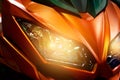 Colorful headlights modern motorcycle Royalty Free Stock Photo