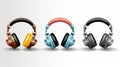 Colorful Headphones With Realistic Details And Symbolist Themes