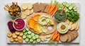 Colorful and Healthy Appetizer Platter with Dips and Vegetables Royalty Free Stock Photo