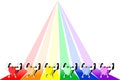 Colorful healthy hearts showing strength on rainbow striped background. LGBT colors.