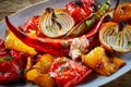 Colorful healthy roasted or oven-baked vegetables