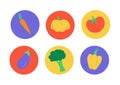 Colorful Healthy Vegetable Circle Icons Vector Collection