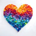 Colorful Heart arranged with colorful cards on a white isolated background. Heart as a symbol of affe and love Royalty Free Stock Photo