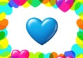 Colorful heart border with central blue heart Royalty Free Stock Photo