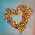 Colorful heart from candy for Valentine`s Day on the grunge background. Royalty Free Stock Photo