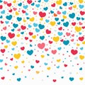 Colorful heart confetti pattern on white background Royalty Free Stock Photo