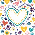Colorful heart frame with floral and button elements