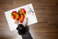 Colorful heart with girl painting brush watercolor