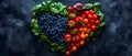 Colorful Heart-Healthy Diet - Fresh Fruits and Vegetables. Concept Healthy Eating, Fruits and