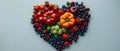 Concept Healthy Eating, Heart Health, Colorful HeartHealthy Fruits and Veggies Arrangement