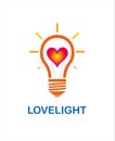 Light bulb with Lovelight graphics Royalty Free Stock Photo
