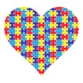 Colorful heart jigsaw puzzle for autism awareness day on the white background. Isolated illustration Royalty Free Stock Photo