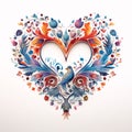 Colorful heart made of colorful flowers. White background. Heart as a symbol of affection and Royalty Free Stock Photo