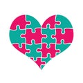 Colorful Heart Made of Pink and Green Puzzle Pieces Royalty Free Stock Photo