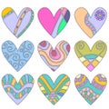 Colorful heart ornaments