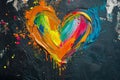 Colorful heart painting on a black background Royalty Free Stock Photo