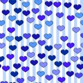 Colorful heart seamless pattern on white background. Paper print design. Abstract retro vector illustration. Trendy textile, Royalty Free Stock Photo