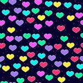 Colorful heart seamless pattern on white background. Paper print design. Abstract retro vector illustration. Trendy textile, Royalty Free Stock Photo