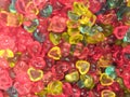 Colorful Heart shape Jelly Candy snack group. sweet for valentines day background