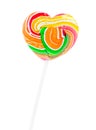 Colorful heart shape lollipop isolated
