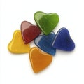 Colorful Heart Shaped Glass Objects Arranged on a Clean White Background Royalty Free Stock Photo