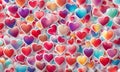 Colorful hearts background, vibrant and romantic Royalty Free Stock Photo