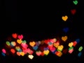 Colorful hearts bokeh