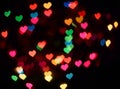 Colorful hearts bokeh