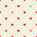 Colorful hearts and dots on beige background.