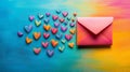 Colorful Hearts Flowing into a Pink Envelope Royalty Free Stock Photo