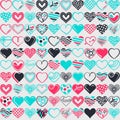 Colorful hearts geometric pattern