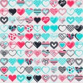 Colorful hearts geometric pattern