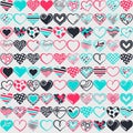 Colorful hearts geometric pattern