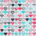 Colorful hearts geometric pattern