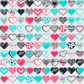 Colorful hearts geometric pattern