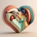 Colorful hearts on a grey background. 3d illustration. Love concept. Generative AI Royalty Free Stock Photo