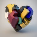 Colorful hearts on a grey background. 3d illustration. Love concept. Generative AI Royalty Free Stock Photo