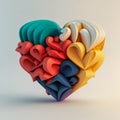 Colorful hearts on a grey background. 3d illustration. Love concept. Generative AI Royalty Free Stock Photo