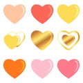 Colorful hearts set of isolated stickers