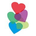 colorful hearts sign on white