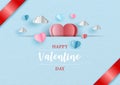 Valentine greeting card in paper cut style and vector design Royalty Free Stock Photo