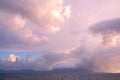 Colorful heavy clouds above sea