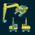 Colorful Heavy Excavator drawings Royalty Free Stock Photo