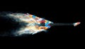 Colorful heavy metal guitar - smoke trails