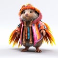 Colorful Hedgehog Fashion: Hyperrealistic Fantasy Outfit Inspired By Techno Shamanism