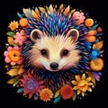 Colorful hedgehog mandala art. Design print for t-shirt
