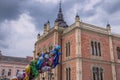 Colorful Helium Balloons and Bishops Palace in Novi Sad