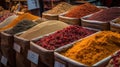 Colorful Herbal and Spices Oriental marketplace